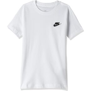 Nike Boy's NSW Embroidered Futura Tee (Little Kids/Big Kids) White/Black LG (14-16 Big Kid)