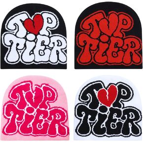 4 Pcs Y2k Beanies Casual Acrylic Knitted Hat Beanie for Women Beanies Hats Men Soft Warm Graphic Beanies