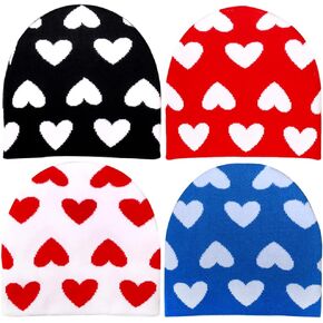 4 قطعة Y2k Beanies عادية أكريليك محبوك قبعة قبعة للنساء قبعات بيني الرجال لينة الدافئة الجرافيك بيني