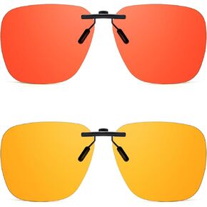 2 Pack Clip On Blue Light Glasses for Women Men, Fit Over Prescription Eyewear Reduce Computer Eye Strain