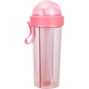 Kisangel double drinking glass travel cup water cup Drink Cup Two straws Couple Outdoor Drinking Cup water heart shaped tea cups creative cup bottle plastic double sided lovers