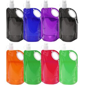 8 Pcs Collapsible Water Bottles,720ml Foldable Water Bottles with Carabiner,Leak Proof Reusable Drinking Water Bottle BPA Free,Flexible Water Bottle for Travel Gym Hiking Camping,7 Colors