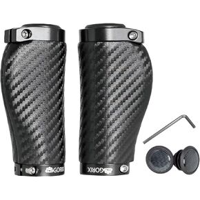 GORIX Bike Ergo Grips Bar End Cycle Double Lock On Carbon Pattern Handlebar Mountain Bicycle MTB [94mmｘ94mm・130mmｘ94mm・130mm×130mm](GX-BONC6)