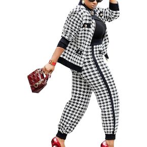 Sexyshine Women's Casual 2 Piece Outfits Printed Long Sleeve Zip Up Jacket Baggy Long Pants Workout Tracksuit Set Suits