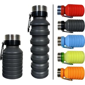 Collapsible Silicone Water Bottle Freezable (Orange)