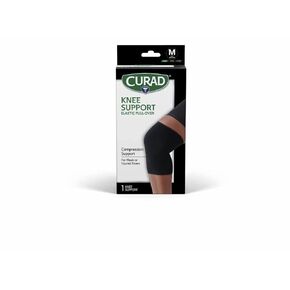 Curad Knee Support, Elastic Pull-Over, Black, Medium