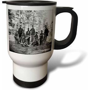 3dRose Print of Civil War Soldiers Picture-Travel Mug, 14 oz, Stainless Steel, White