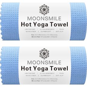 MOONSMILE 2 Pack Hot Yoga Towels for Hot Yoga Non Slip,Yoga Mats Towel Microfiber Super-Absorbent, Swim,Yoga Gear,Pilates,Yoga mat Cover