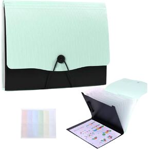 13 Pocket Expanding File Folder,Portfolio Accordion File Organizer,A4 Letter Size,1 Pack Paper Document Receipt Folder for Student, Home, Office and Travel