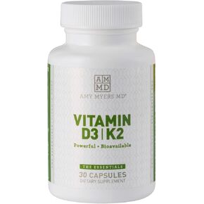Amy Myers MD Vitamin D3 K2 10000 IU - Vitamin K2 MK-7 45 Mcg - Supports Immune Function, Energy Levels & Positive Mood - for Calcium Absorption, Bone & Heart Health - Non-GMO 30 Caps