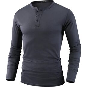 Men Henley Shirts Long Sleeve Polo Shirt Basic Tee Casual T-Shirt Button Collared Lightweight Quick Dry Top in Saudi Arabia