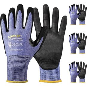 3 Pairs Safety Work Gloves,Touchscreen Compatible, Superior Dexterity,Level 5/A4 Cut Resistant Work Gloves