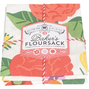 Now Designs Bakers Floursacks, Set of Three, Unbleached White, Set of Three