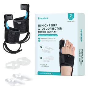 Bunion Corrector for Women & Men - 1 Pair Adjustable Splint Brace with Soft Gel - Pain Relief Bunion Pads & Toe Straightener with Non-Slip Strap