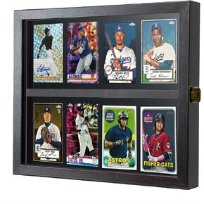 Baseball Card Display Case, 8-Slot Graded Card Wall Display with Lockable Graded Card Wall Display with HD Tempered Glass for Sports and Pokemon Cards, PSA Slab Display Frame, White