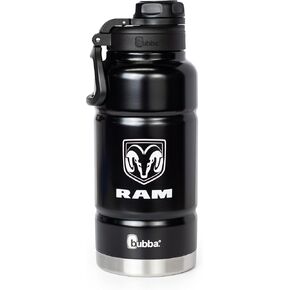 زجاجة حرارية من الفولاذ المقاوم للصدأ بجدار مزدوج سعة 32oz من Ram Trucks مع عزل للفراغ، وغطاء مزدوج الفتح، وغطاء مفصلي، ومقبض للحمل - أسود in Kuwait