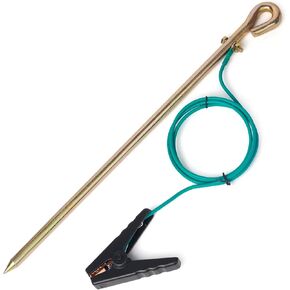 Portable Ground Rod with 4ft 12AWG UL Listed Grounding Wire with Crocodile Clip,Great for Electric Fences,Antennas,Generator (Grounding Rod with 4ft Wire)