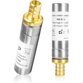 1-Pack Stainless Steel Straight Water Hammer Arrestor, 1/2-Inch MIP Connection, Reduce Laundry Washer Knock Noise
