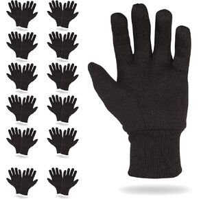 ABC PACK & SUPPLY Brown Jersey Gloves for Men and Women. Brown Jersey Work Gloves. Polyester and Cotton Garden Gloves