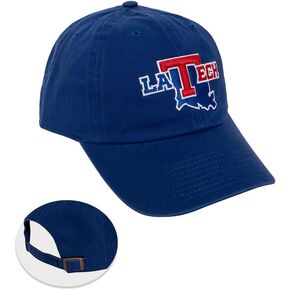 Desert Cactus Louisiana Tech University Baseball Hat Bulldogs LA Brimmed Embroirderd Cap Adjustable Cloth Strap Adult (Style B) Blue