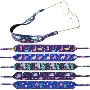 6 Pcs Kids Eyeglass Strap Kid Eyewear Retainer Neoprene Sunglasses Holder Lanyard Retainer No Tail Adjustable Glass Retainers for Boy Girl Sports Dinosaur Animal Floating Sunglass Lanyard for Children