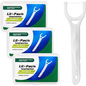Thorough Cleaning Easy Reach Floss Picks Easy to Reach Both Back Teeth and Front Teeth Tail Attached Extra Pick for Hard-to-Reach bits of Food and Plaque in 3 Travel cases120 Count