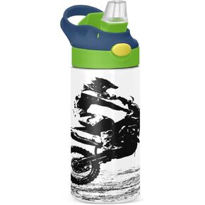 Nander Gray Wolf Insulated Kids Water Bottle 12oz,Double Wall Vacuum Stainless Steel Wide Mouth Sports Drinks Flask,Leak Proof BPA Free Travel Thermo Mug for Outdoor School