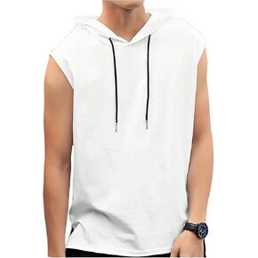 SweatyRocks Men's Sleeveless Drawstring Hooded Top Casual Workout Tank Tops