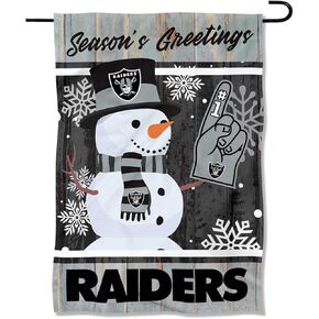 Las Vegas Raiders Holiday Winter Snow Garden Flag Double Sided Banner