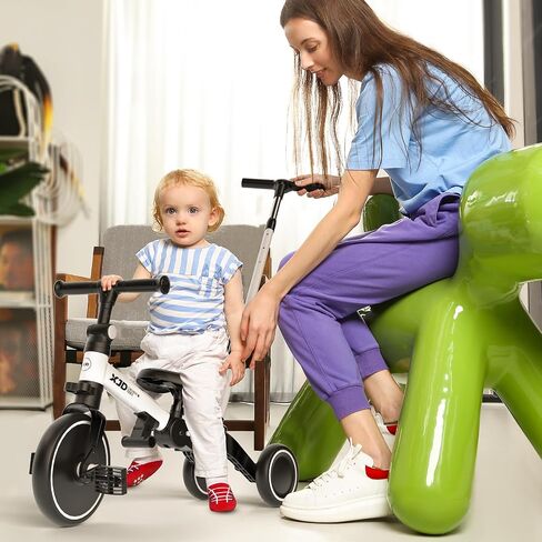 XJD Toddler Bike, 6 in 1 Toddler Tricycle for 1-4 Year Old with Push Handle, Balance Bike with Removable Pedal,Backrest, Adjustable Seat Height and Handle, First Birthday Gifts (White) in Saudi Arabia