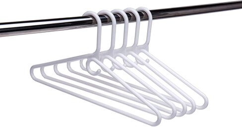 Quality White Plastic Hangers 30 Pack - Super Heavy Duty Plastic Clothes Hanger Multipack - Thick Strong Standard Closet Clothing Hangers with Hook for Scarves and Belts-17 Coat Hangers (White, 30) in Kuwait