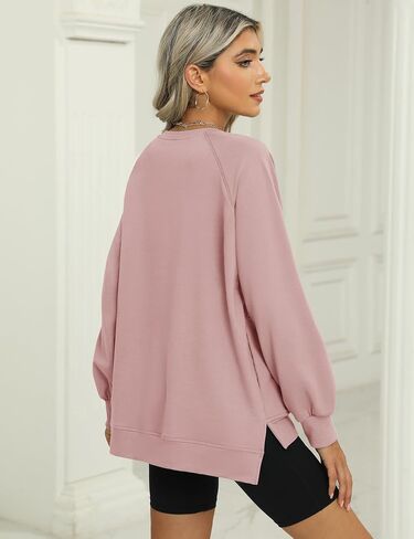 IECCP Womens Sweatshirts Long Sleeve V Neck Pullover Cute Side Slit Tops With Pockets Womens Fall Fashion in Saudi Arabia