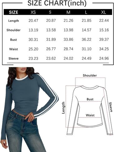 Trendy Queen Women's Long Sleeve Y2K Fitted Shirts Color Block 2024 Trendy Crop Tops Workout Cute Outfits in Saudi Arabia