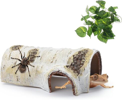 Hamiledyi الزواحف سجل إخفاء، ليوبارد أبو بريص كهف الراتنج جوفاء شجرة جذع محاكاة البتولا شجرة النباح الموائل ديكور حوض السمك الملحقات لسحلية ثعبان العناكب الضفادع (م) in Saudi Arabia