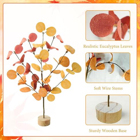 3 Pieces Small Artificial Fall Trees, Mini Village Fall Tabletop Trees with Billy Balls Autumn Miniature Tree Fall Table Centerpieces for Harvest Wedding Party Thanksgiving Decoration in Saudi Arabia
