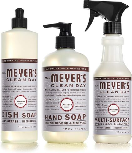 MRS. MEYER'S CLEAN DAY Kitchen Basics Set, Includes: Multi-Surface Cleaner, Hand Soap, Dish Soap, Lavender Scent, 3 Count Pack in Saudi Arabia