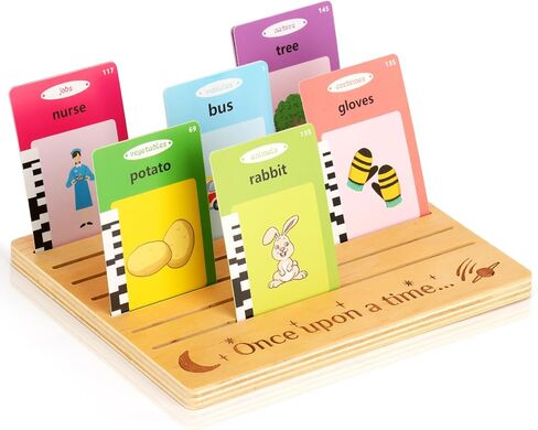 حافظة بطاقات خشبية حامل بطاقات اللعب ملحقات صندوق تخزين البطاقات منظم سطح المكتب منظم صينية البطاقات يحمل ما يصل إلى 21 بطاقة مقاس 7.9 × 6.5 × 0.4 بوصة لبطاقات الأطفال وبطاقات الصور وحفلات البوكر in Kuwait