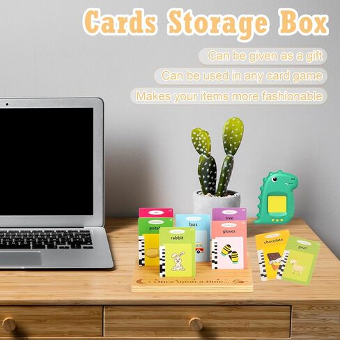 حافظة بطاقات خشبية حامل بطاقات اللعب ملحقات صندوق تخزين البطاقات منظم سطح المكتب منظم صينية البطاقات يحمل ما يصل إلى 21 بطاقة مقاس 7.9 × 6.5 × 0.4 بوصة لبطاقات الأطفال وبطاقات الصور وحفلات البوكر in Kuwait