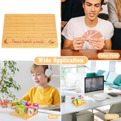 حافظة بطاقات خشبية حامل بطاقات اللعب ملحقات صندوق تخزين البطاقات منظم سطح المكتب منظم صينية البطاقات يحمل ما يصل إلى 21 بطاقة مقاس 7.9 × 6.5 × 0.4 بوصة لبطاقات الأطفال وبطاقات الصور وحفلات البوكر in Kuwait