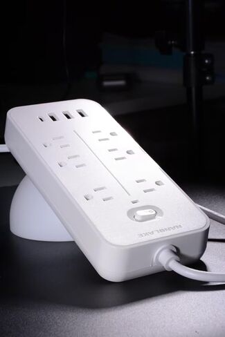 Power Strip Surge Protector with 6 AC Outlets & 4 USB Ports (1USB C),6 Feet Extension Cord,Flat Plug,NANOLAKE 1700J Surge Protection, Compact, Mountable, Home,Dorm, Office,Black (Without Night Light) in Saudi Arabia