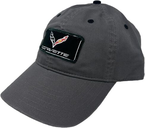 قبعة SR1 Performance C7 Corvette Frayed Patch - قبعة قطنية طويلة قابلة للتعديل - مرخصة رسميًا من GM Charcoal in Saudi Arabia