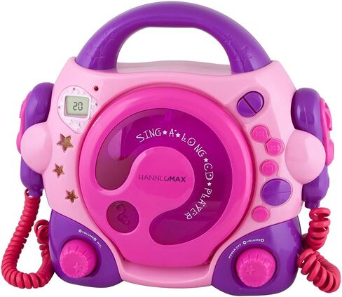 HANNLOMAX HX-335CD CD Player with Dual Sing-A-Long Mic (Red/Yellow) in Saudi Arabia