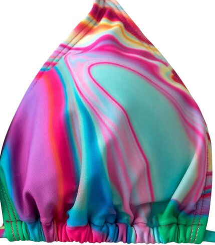 GORGLITTER Women's Marble Halter Triangle Bikini Sets High Waisted Swimsuit with Mesh Drawstring Cover Up Skirt in Saudi Arabia