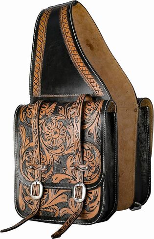 Hulara Full Grain Buffalo Leather Western Saddle Bag Tooled Horse Saddle Bag for Trail Riding Saddle Bags for Horses in Kuwait