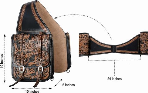 Hulara Full Grain Buffalo Leather Western Saddle Bag Tooled Horse Saddle Bag for Trail Riding Saddle Bags for Horses in Kuwait