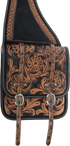 Hulara Full Grain Buffalo Leather Western Saddle Bag Tooled Horse Saddle Bag for Trail Riding Saddle Bags for Horses in Kuwait