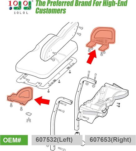 10L0L Golf Cart Arm Rest Hip Restraint for EZGO RXV 2008-2015, Driver and Passenger Side, OEM# 607532 607653, Left + Right 1 Pair in Saudi Arabia