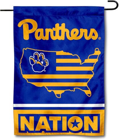 College Flags & Banners Co. Pittsburgh Panthers Garden Flag with USA Stars and Stripes in Saudi Arabia