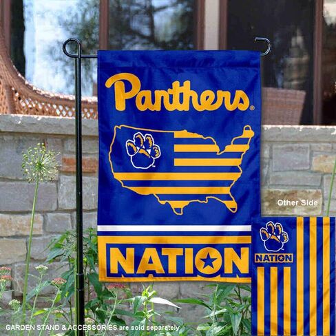 College Flags & Banners Co. Pittsburgh Panthers Garden Flag with USA Stars and Stripes in Saudi Arabia