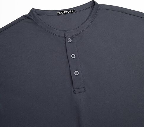 Men Henley Shirts Long Sleeve Polo Shirt Basic Tee Casual T-Shirt Button Collared Lightweight Quick Dry Top in Saudi Arabia